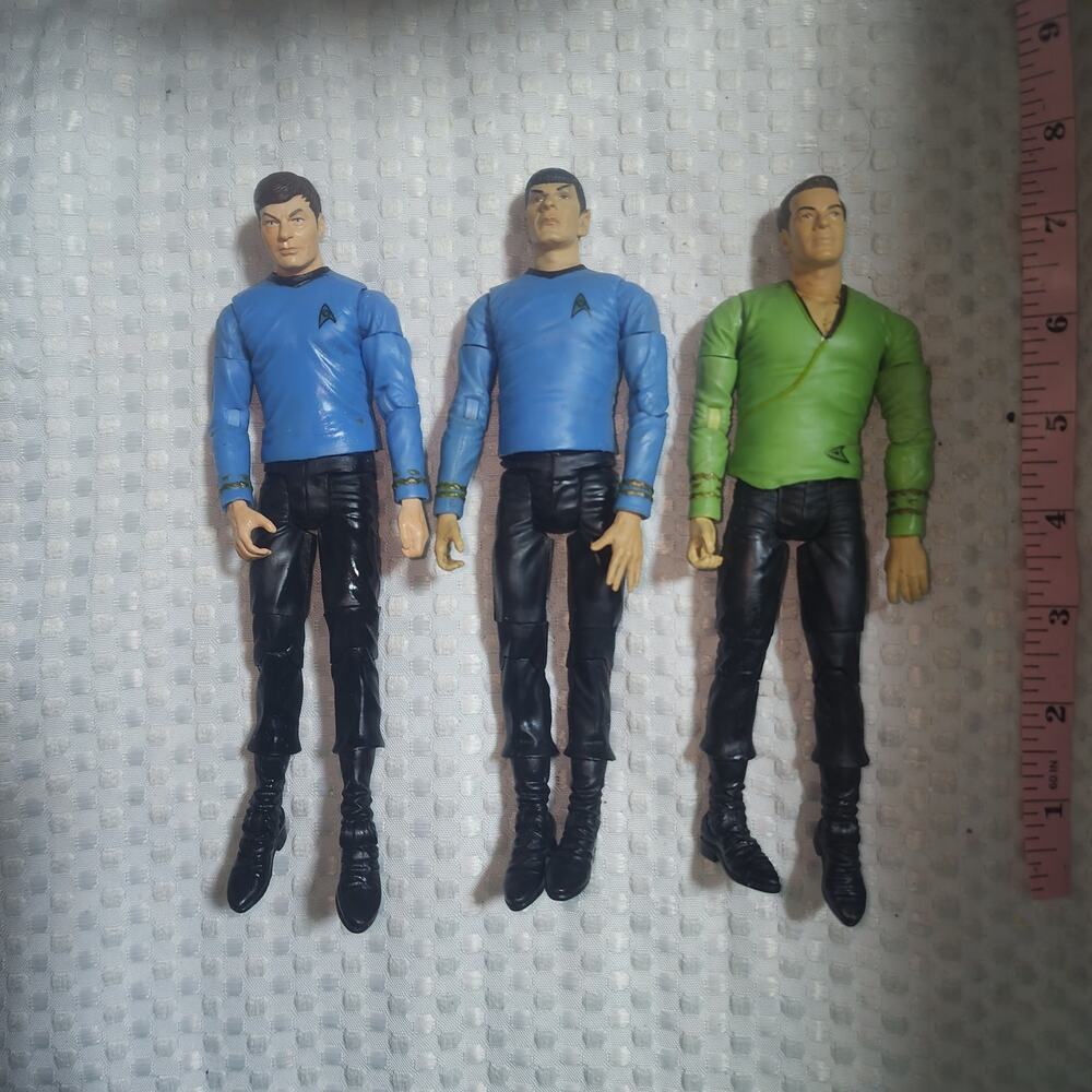 VINTAGE STAR TREK EUC ART ASYLUM SPOCK CAPTAIN KIRK AND BONES 7.5" Figures